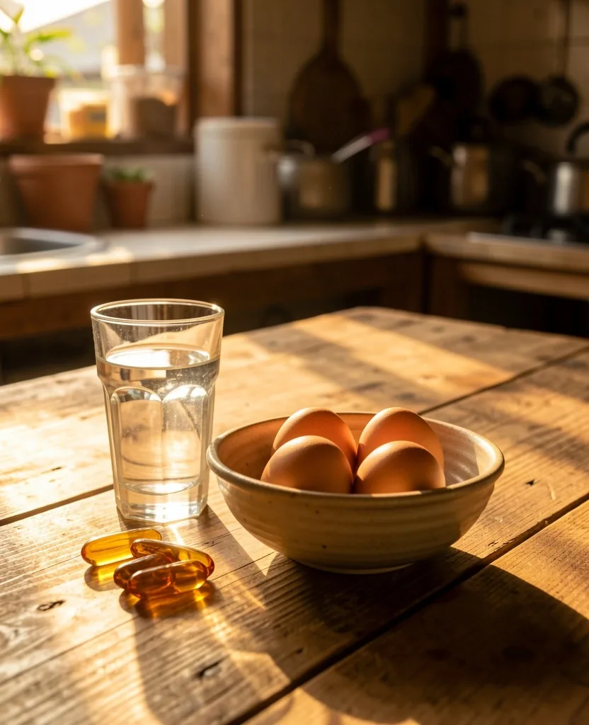 Morning routine with natural light and breakfast